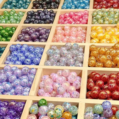 10mm Retro Transparent Beads Oil Painting Beads Glass Beads Round Beads Handmade DIY Bracelet Necklace Jewelry Accessories Loose Bead Material