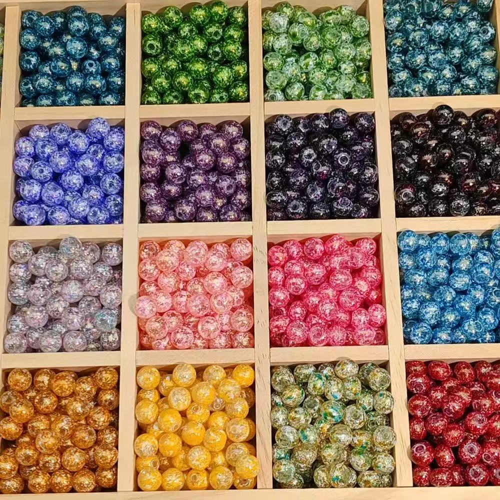 10mm Retro Transparent Beads Oil Painting Beads Glass Beads Round Beads Handmade DIY Bracelet Necklace Jewelry Accessories Loose Bead Material