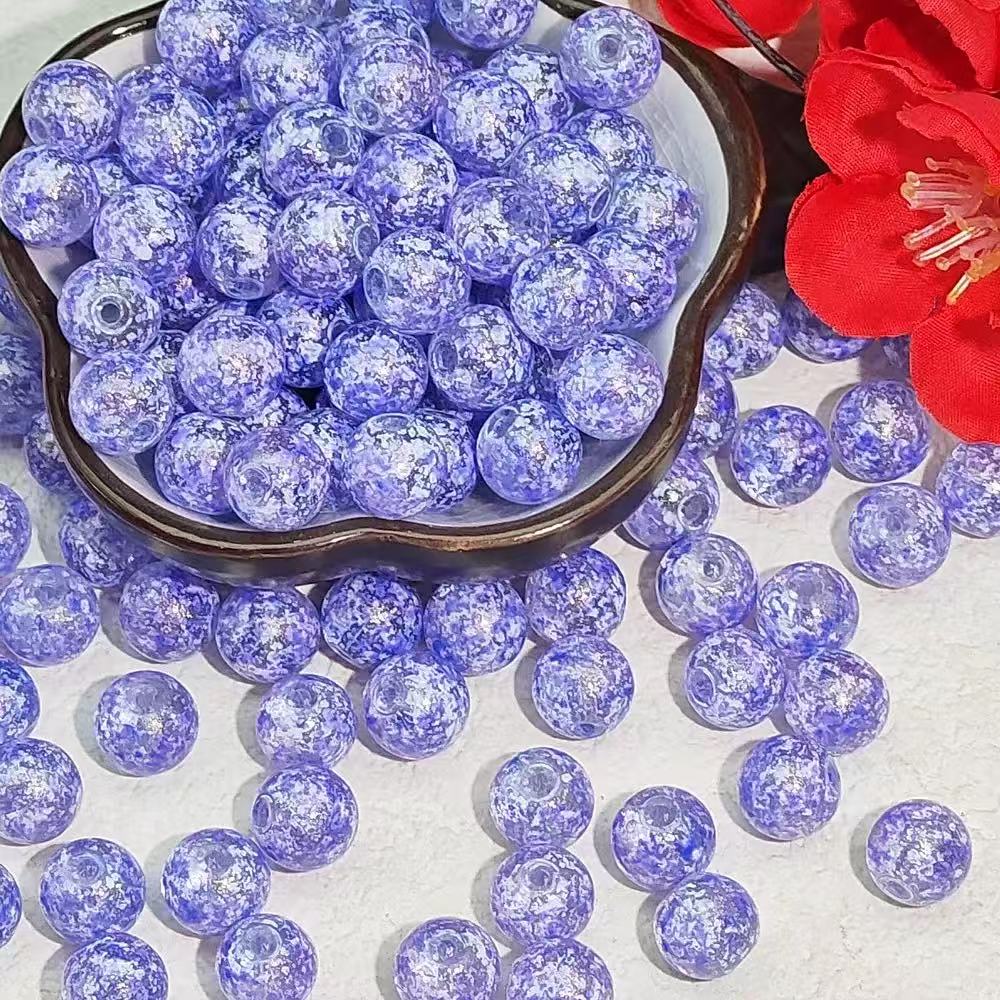 10mm Retro Transparent Beads Oil Painting Beads Glass Beads Round Beads Handmade DIY Bracelet Necklace Jewelry Accessories Loose Bead Material