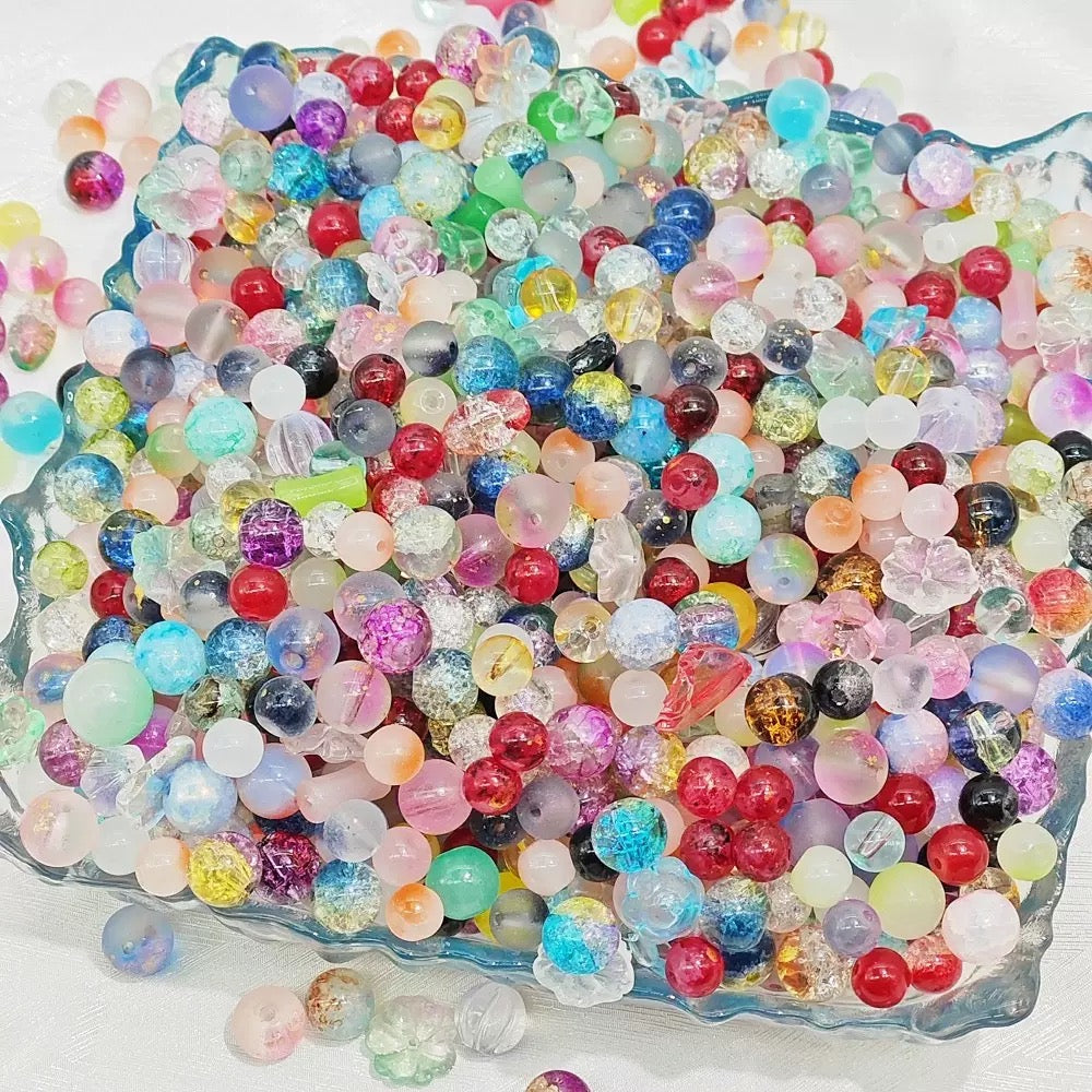 Mixed Glass Beads DIY Materials for Bracelets, Necklaces Hairpins and Other Accessories Round Beads for Decoration