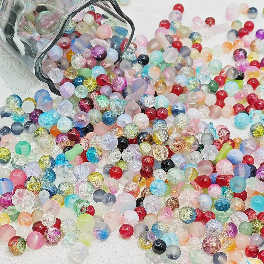 Mixed Glass Beads DIY Materials for Bracelets, Necklaces Hairpins and Other Accessories Round Beads for Decoration