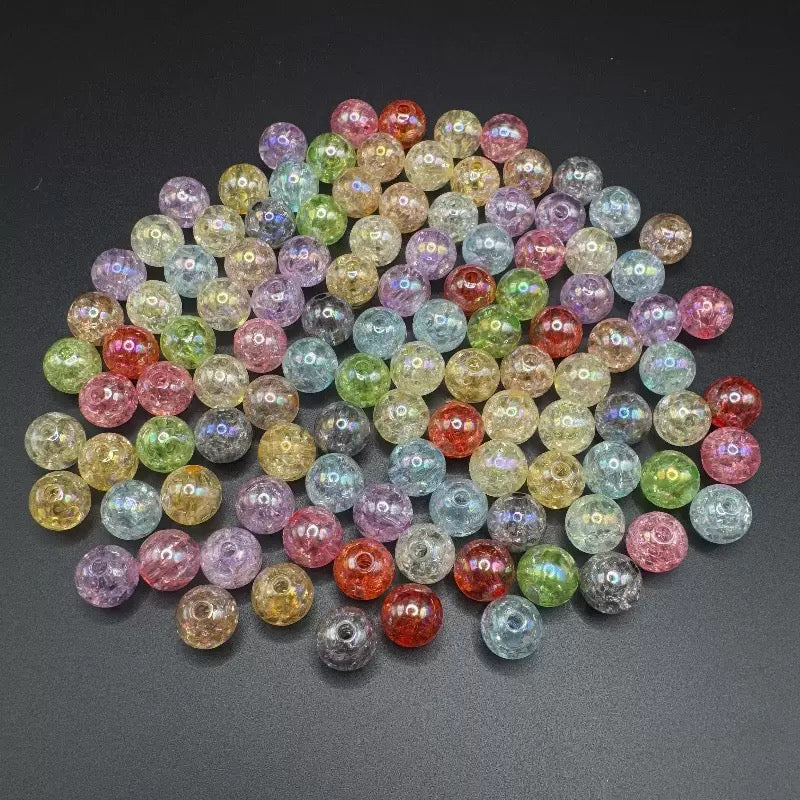 16mm Cracked Round Beads Acrylic Loose Beads Burst Beads DIY Handmade Beaded Floral Beads Transparent Ice Cracked Beads