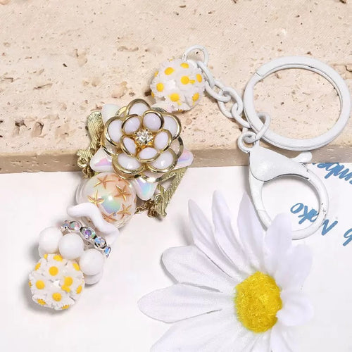 Acrylic Mabei Solid Color Gold Five-pointed Star Round Bead Keychain Mobile Phone Chain DIY Beaded Pen Accessories Beads