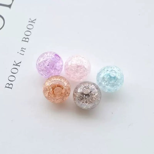 16mm Cracked Round Beads Acrylic Loose Beads Burst Beads DIY Handmade Beaded Floral Beads Transparent Ice Cracked Beads